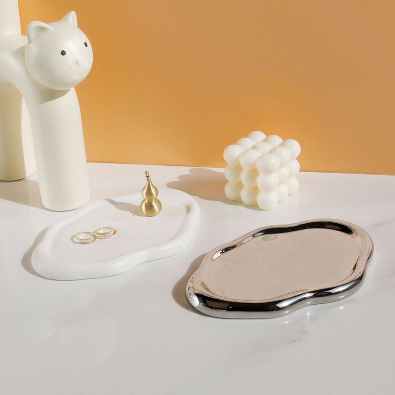Plateau en céramique en forme de nuage - Assiette décorative minimaliste pour salle à manger, rangement de bijoux et décoration intérieure - Plat de service polyvalent_voghion.com