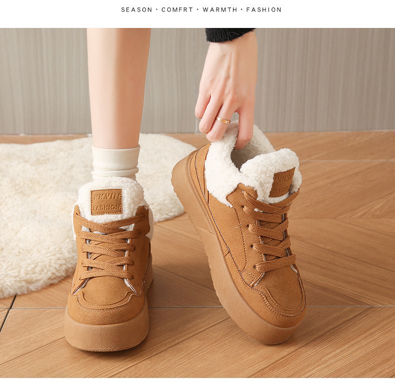 Scarpe casual alte in pile da donna, scarpe da ginnastica calde in cotone per studenti_voghion.com