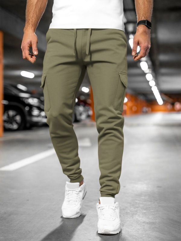 Men's Clothing Autumn And Winter Plus Velvet Men's Fleece-Lined Cargo Pants - Winter Warm Workwear Joggers With Multiple Pockets & Drawstring Waist_voghion.com