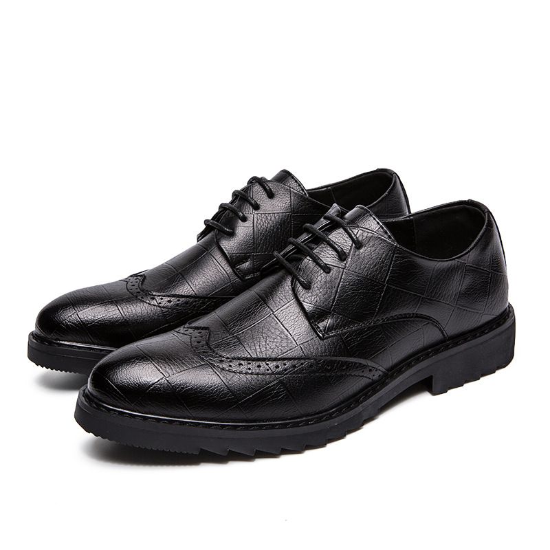 Unbeatable Quality Spring/Summer Blok Formal Business Men's Pointed Black Small Leather Shoes 2025_voghion.com