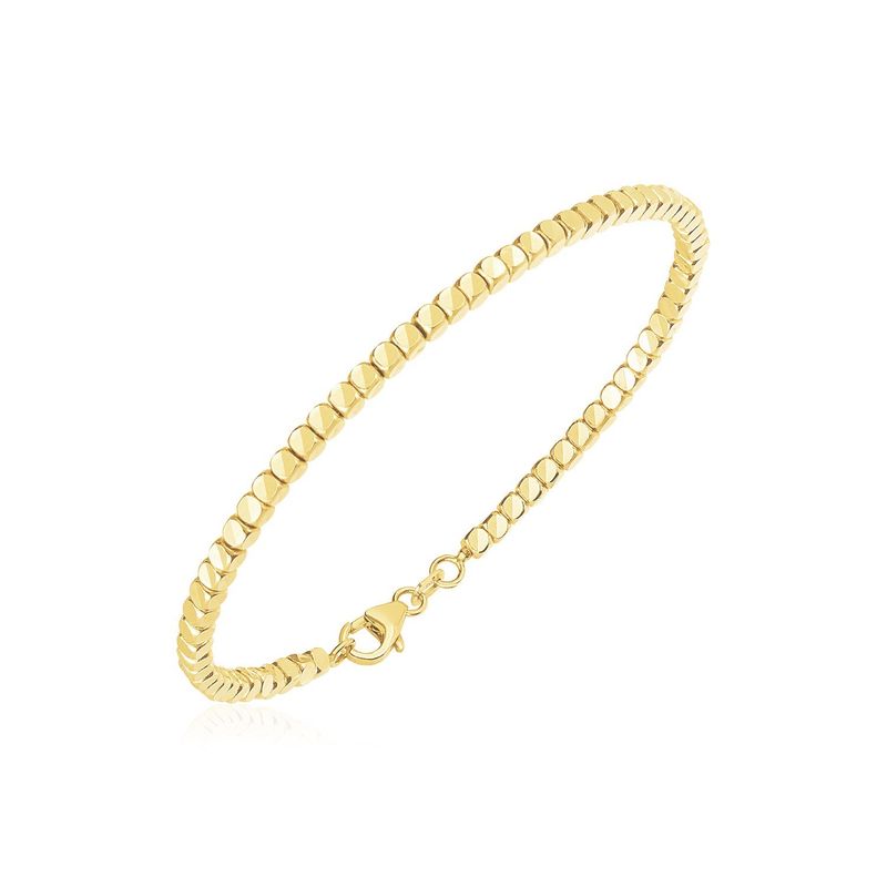 14k Yellow Gold High Polish Bead Cuff Bangle_voghion.com
