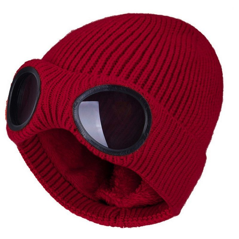 Unisex Accessories Glasses Knitted Plus Veet Thick Cold Proof Wool Eye Protection Elastic Pullover Hat_voghion.com