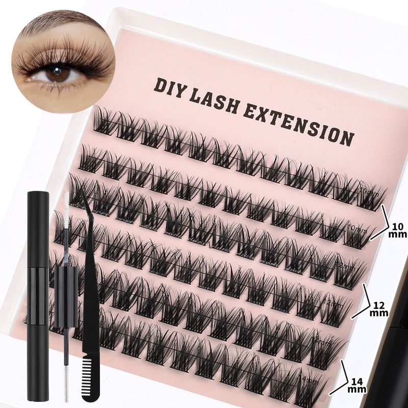 DIY Selbstverlängerung Falsche Wimpern Einzelbüschel Dichte 120 Büschel D Curl Segmentiertes Wimpernset_voghion.com