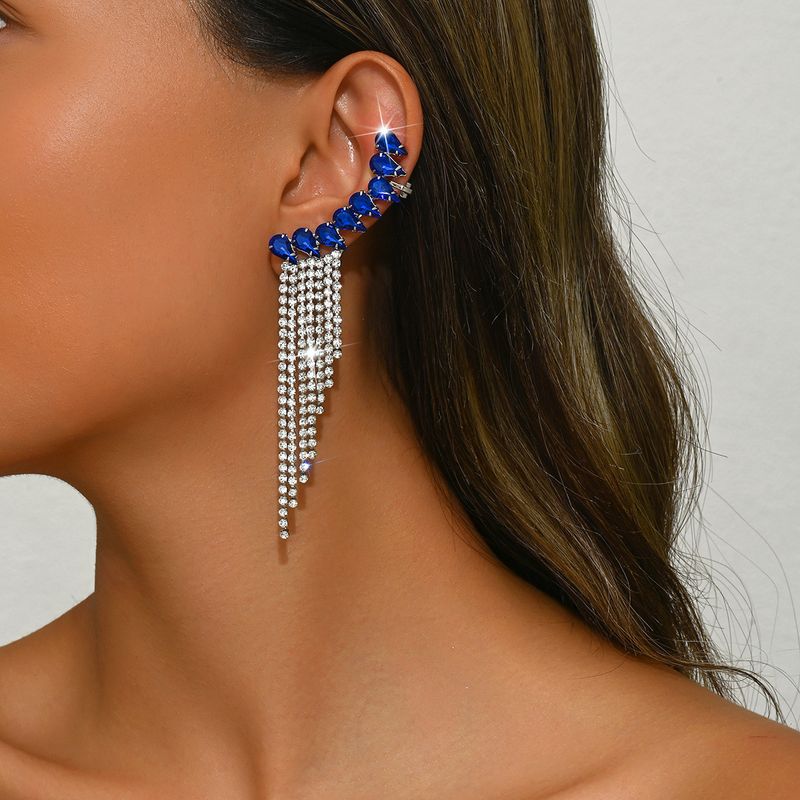 Unisex Earrings Personalized Tassel Earrings Fashionable Temperament Super Flash Diamond Claw Chain Earrings_voghion.com