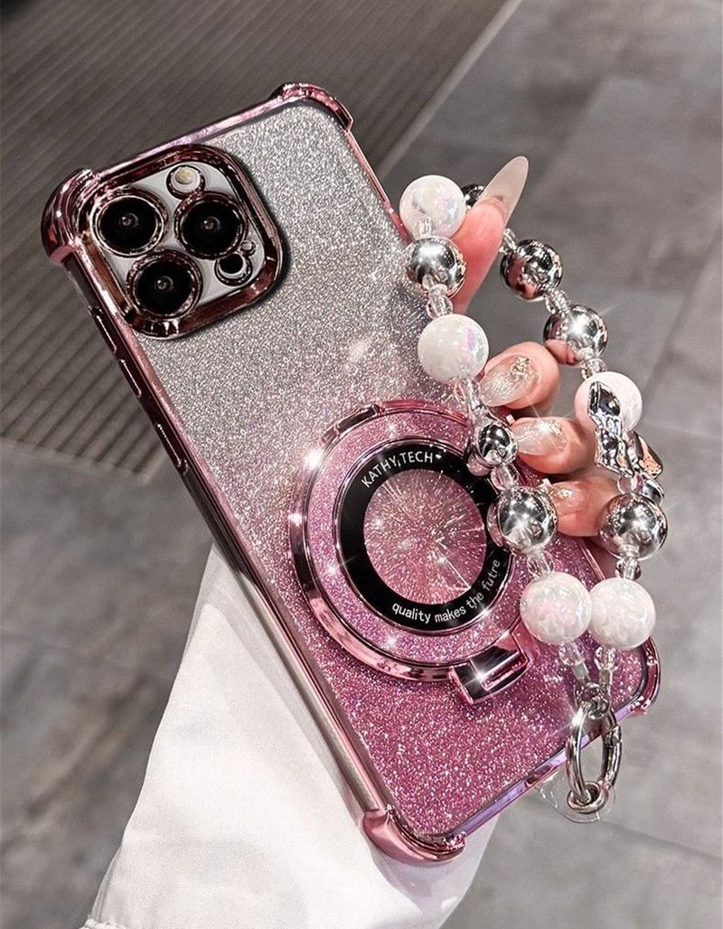 Luxury Bead Bracelet Ring Shockproof Case For Huawei Nova 13 Pro 12 11 10 9 8 7 6 5 Pro SE Silicone Glitter Stand Holder Cover_voghion.com