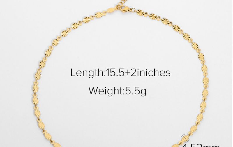 Gioielli con bracciale a catena in acciaio inossidabile 316 placcato oro squisito con petalo ovale fatto a mano_voghion.com