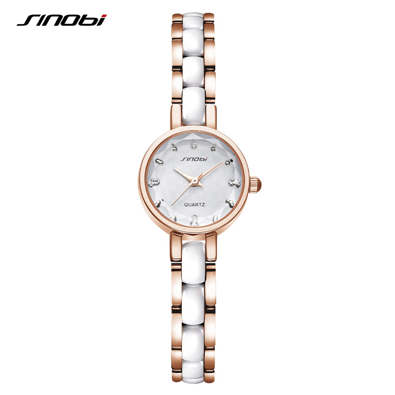Orologio da donna Orologio da donna Sinobi Orologio da donna di lusso leggero tempestato di diamanti Orologio da donna al quarzo con quadrante piccolo con superficie tagliata con pietre preziose_voghion.com