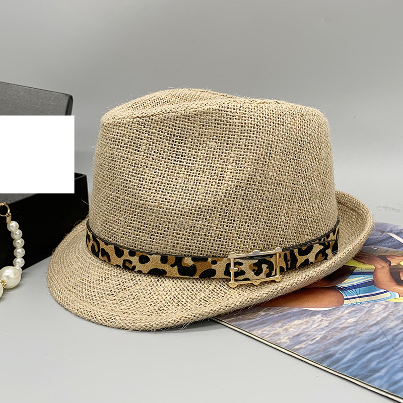 Korean version of summer short brimmed jute jazz hat top hat sunshade monochrome satin file straw hat_voghion.com