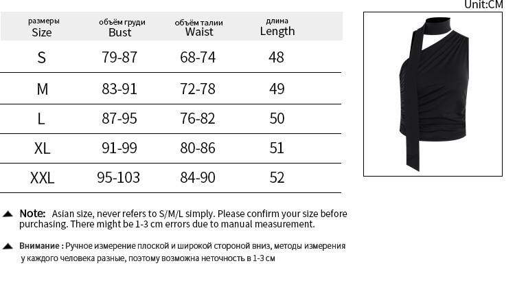 Damen Sommer Slim Single Schräge Schulter Band Schal Design Plissee Weste T-Shirt Top_voghion.com