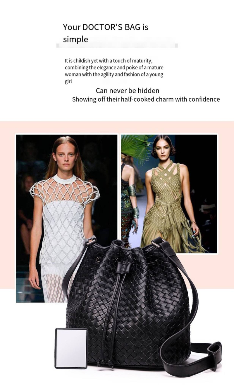 Nuova borsa a tracolla da donna, in vera pelle di pecora intrecciata a mano, borsa alla moda, tutto in uno, grande capacità, borsa a secchiello._voghion.com