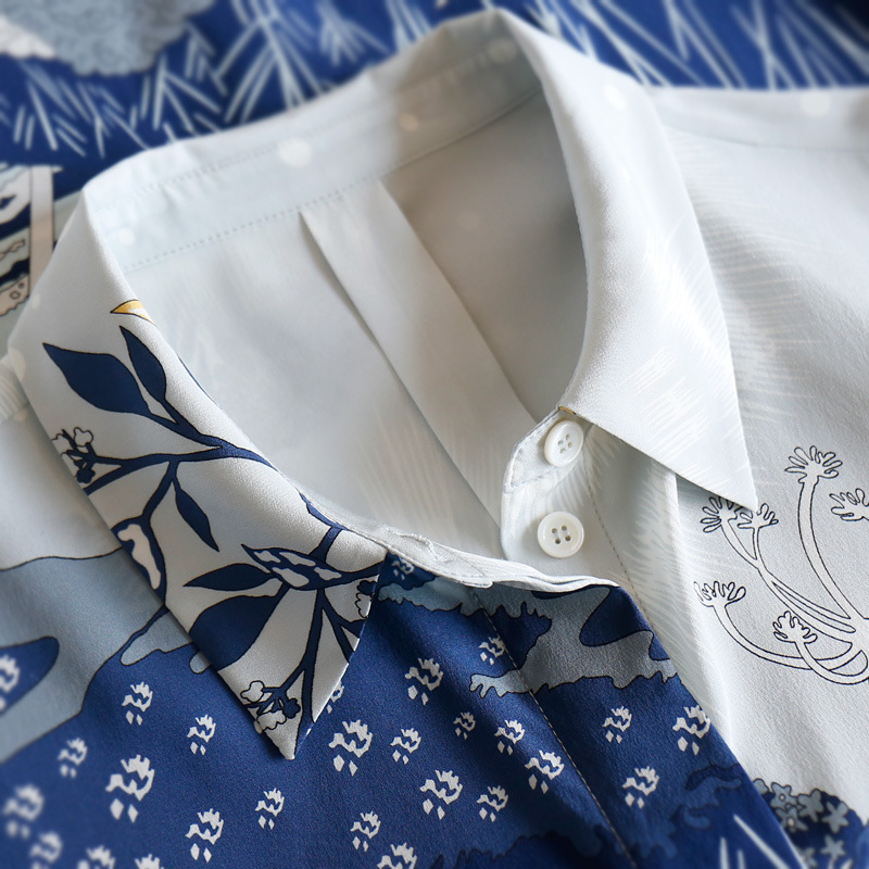 Schweres Langarmhemd aus Kunstseide für Damen_voghion.com