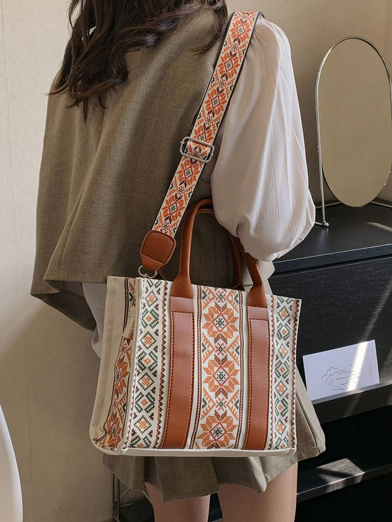 Γυναικεία τσάντα tote σε στυλ boho, ρετρό, ποπ, γυναικεία τσάντα ώμου_voghion.com