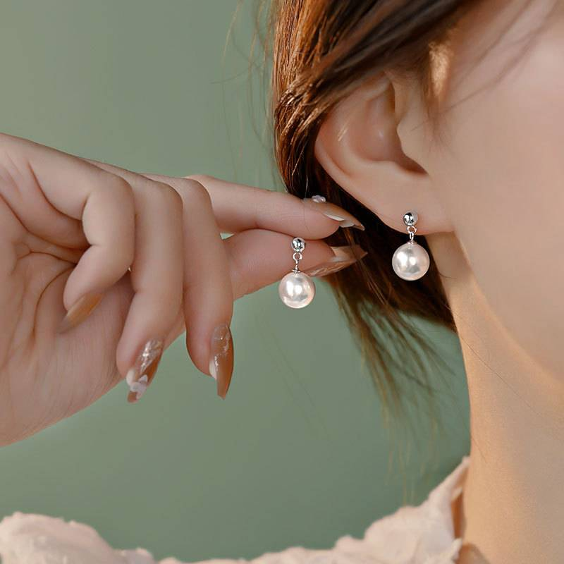 Semplici orecchini in argento sterling S999 con perle squisite_voghion.com