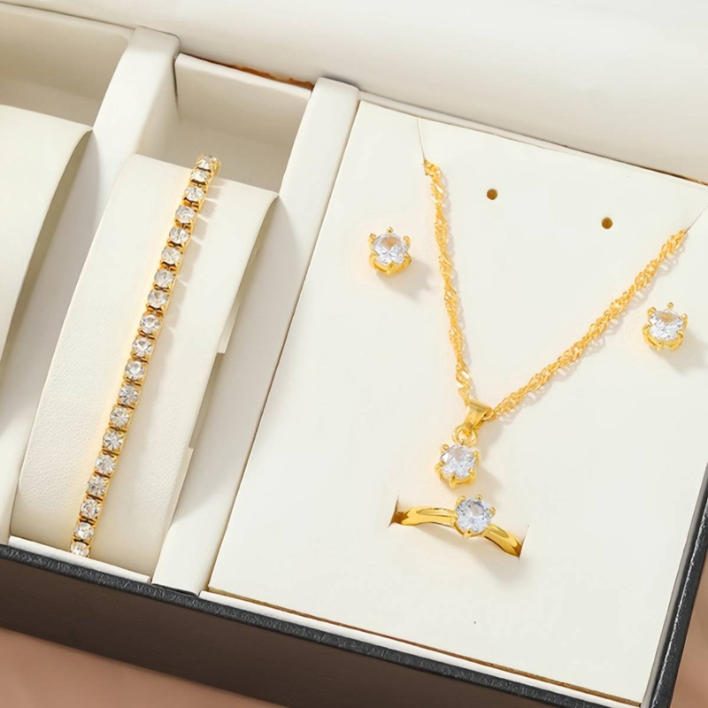 Nieuwe eenvoudige ronde zirkoon hanger oorbellen, hand sieraden set, zirkoon ketting voor vrouwen_voghion.com