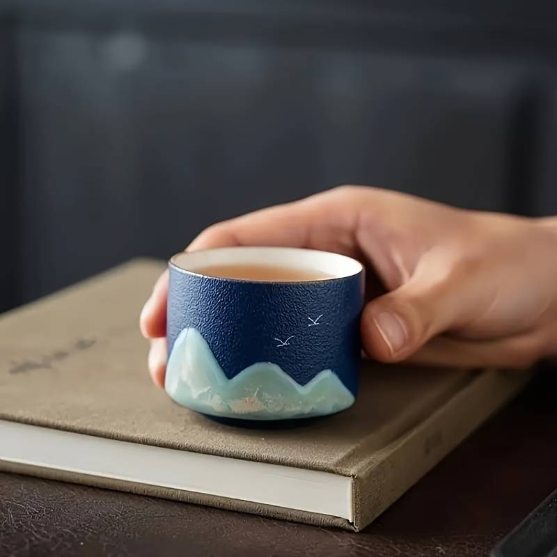 4-teiliges Teetassen-Set, Familienliebe, Teetasse im chinesischen Landschaftsmalerei-Stil, Kung-Fu-Teetasse, Vatertagsgeschenk_voghion.com