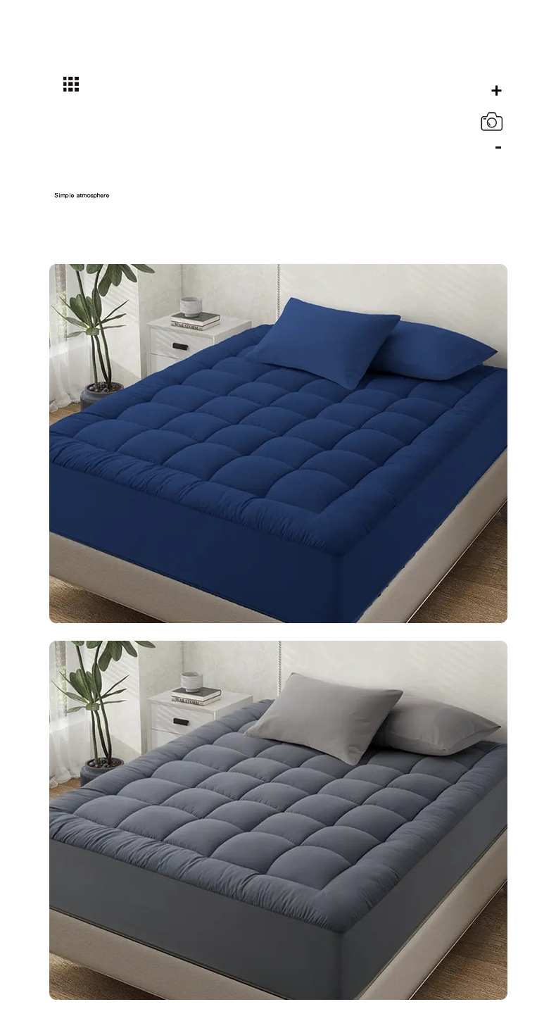High-Density Mattress Topper – Ultra-Plush 450GSM Padding For Home & Hospitality (39"x75"/54"x75"/60"x80"/78"x80", Navy/Gray/White)_voghion.com