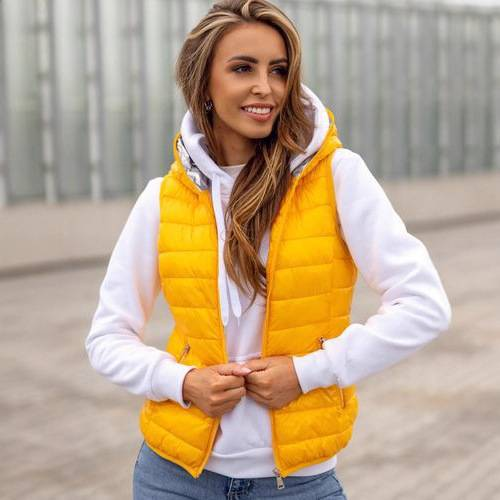 Gilet polaire chaud à capuche pour femme – Gilet matelassé léger pour l'automne et l'hiver, coupe ajustée, style ethnique, décontracté_voghion.com