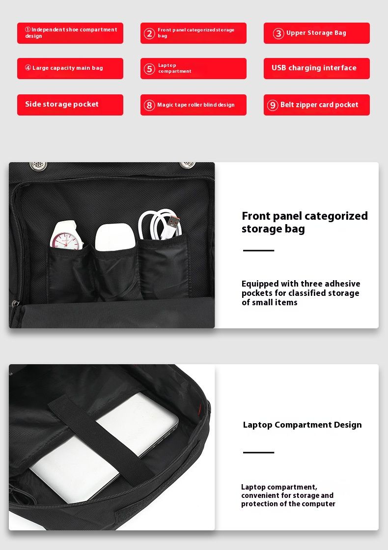 Durable Travel Backpack - Large Capacity Waterproof Hiking Backpack With Laptop Compartment & Shockproof Design, Stylish Streetwear Rucksack_voghion.com