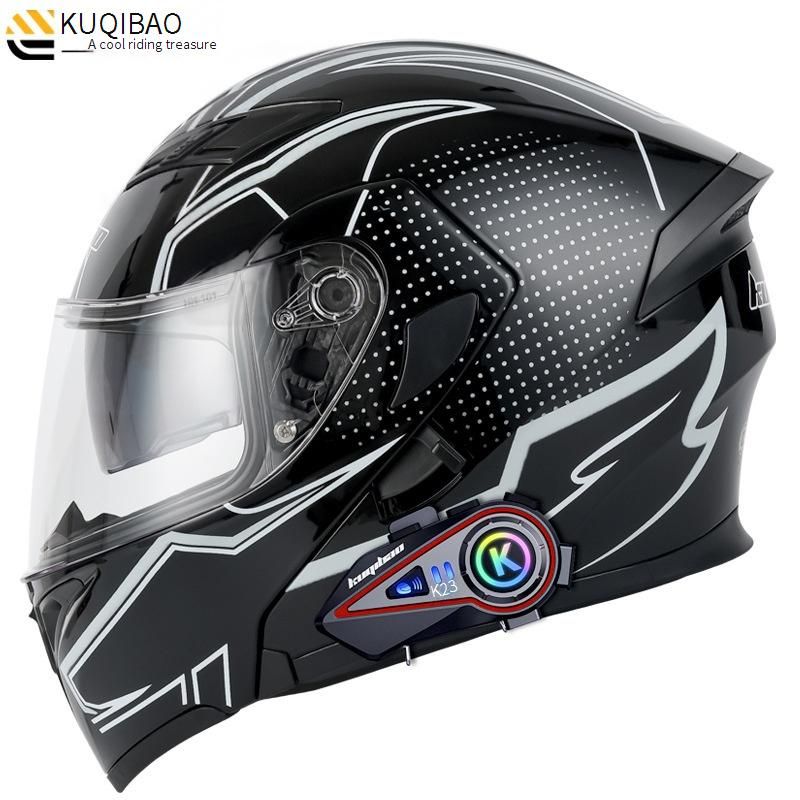 KooqiBao Dual Visor Modular Motorcycle Helmet With Bluetooth K23, Long Battery Life, 3C Certified Full Face Helmet For Men & Women_voghion.com