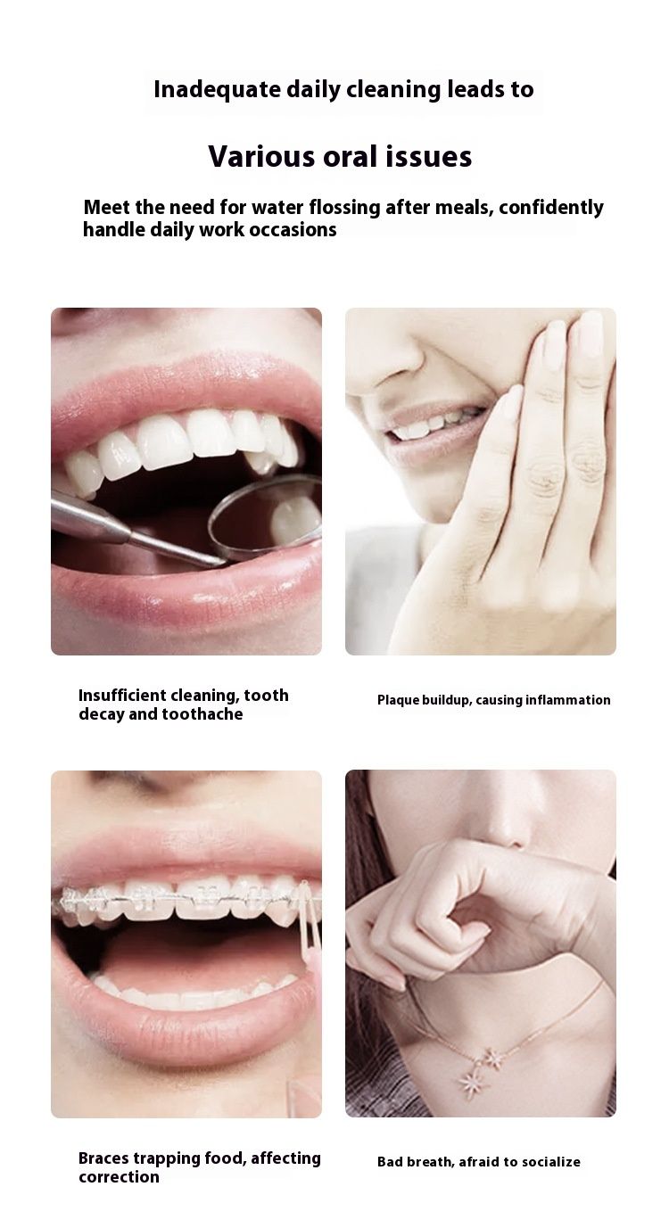 Portable Electric Water Flosser – Smart Orthodontic Oral Irrigator, IPX7 Waterproof, 300ml Tank, 3 Modes & 4 Nozzles, 50-Day Battery Life_voghion.com