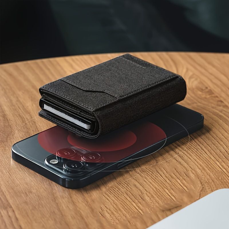 Men's Bags Tri Fold Cloth Pattern Men's Wallet RFID Anti Theft Large Capacity Card Holder Automatic Aluminum Box Multi Card Slot Wallet_voghion.com