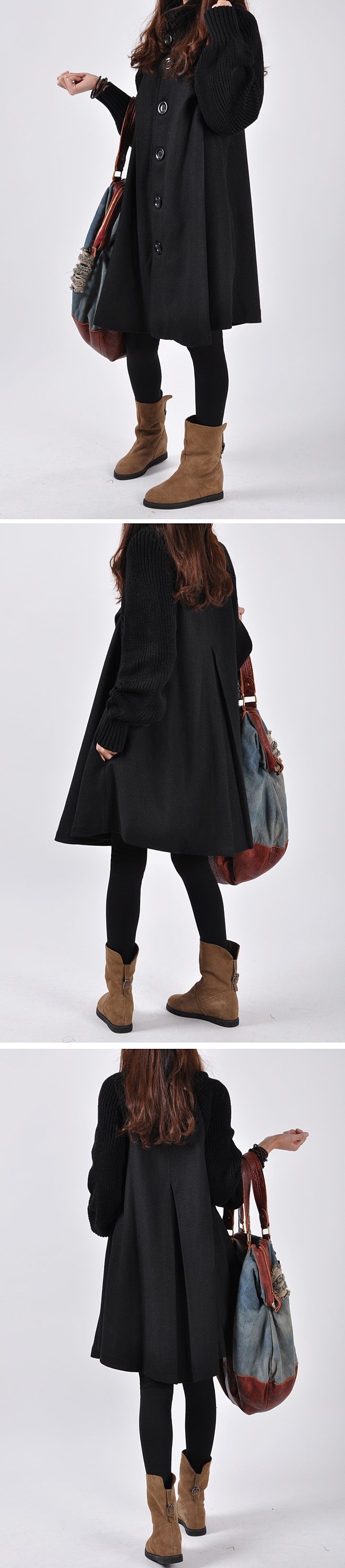 Élégant manteau cape en laine mélangée pour femme grande taille – Trench long oversize pour l'hiver, rouge/gris/noir, M-5XL_voghion.com