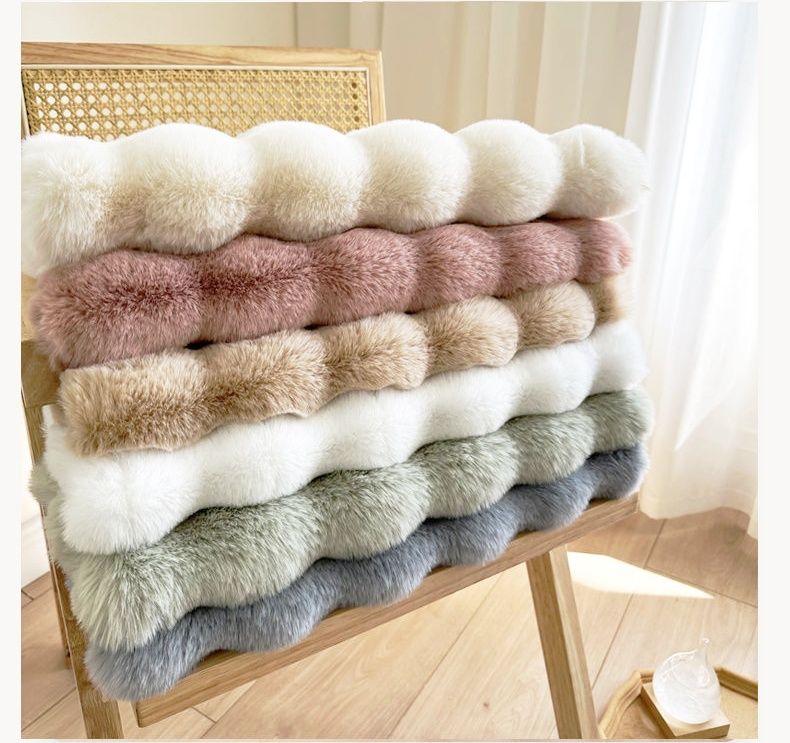 Runder, cremefarbener Plüschteppich, Noppenplüsch-Fußmatte, Bettdecke, Wohnzimmerteppich, Haushaltsdecke 100 x 100 cm_voghion.com