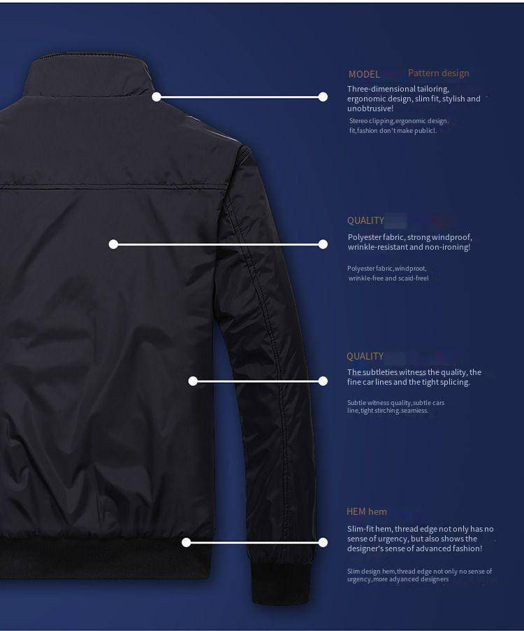 Men's Casual Baseball Jacket - Slim Fit Polyester Stand Collar Coat For Spring & Autumn - Trendy Workwear Style In Black, Blue, Light Gray, Khaki_voghion.com