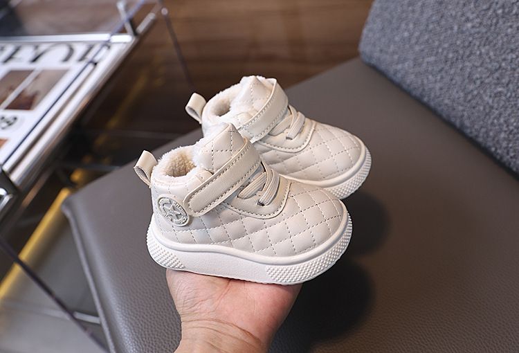 Autumn Winter High-top Boys And Girls Baby Soft Sole Non-slip Walking 1-3 Years Old Fleece-lined Thickened Warm Cotton_voghion.com