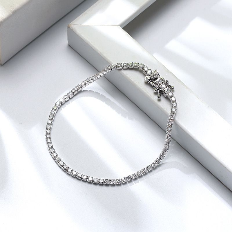 Moderne stijl effen kleur sterg zilver inlay zirkoon tennisarmband_voghion.com