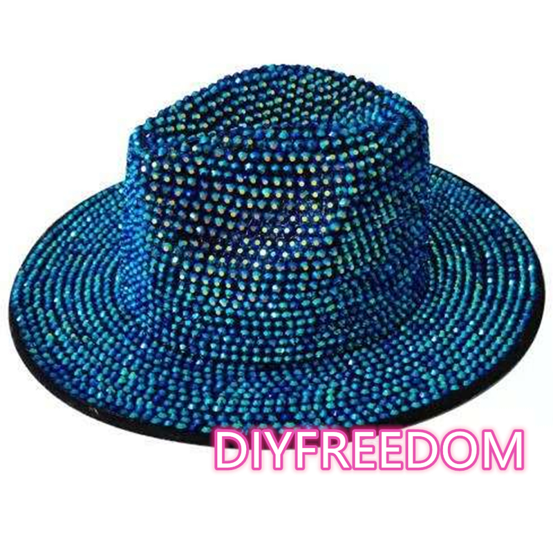 Rhinestone fedora Jazz Hats Cowboy Hat For Women And Men Double-sided Color Cap Red With Black diamond fedora Wholesale_voghion.com