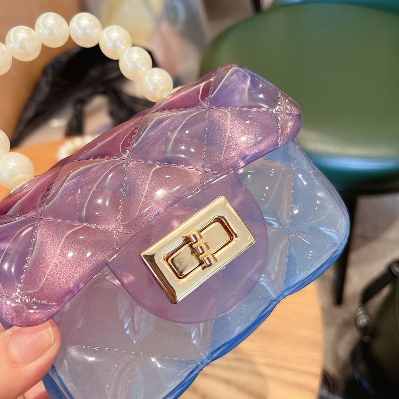 Sac d'été transparent en PVC, mini sac carré à main avec perles, sac à bandoulière simple pour femme_voghion.com