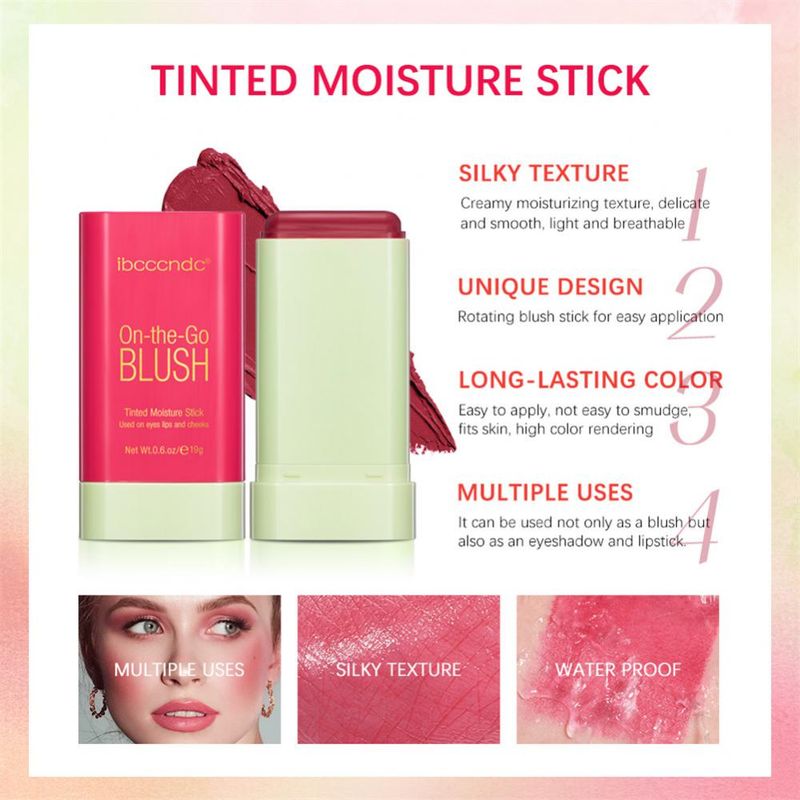 Ūdensizturīgs sejas vaigu sārtuma sārtums Natural Cheek Rouge 3 Colors Silky Smooth Tint Cream Blusher Blush Stick Face Makeup Blusher_voghion.com