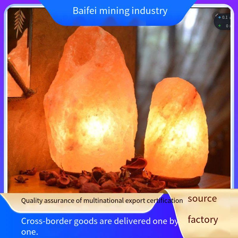 Lampada da comodino in cristallo di sale naturale dell'Himalaya transfrontaliera, luce notturna_voghion.com