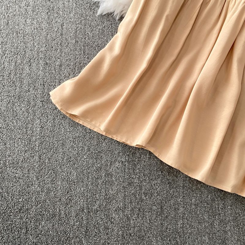 Elegante camicetta in pizzo con collo alto e gonna patchwork attillata – Completo sofisticato in due pezzi per donna_voghion.com