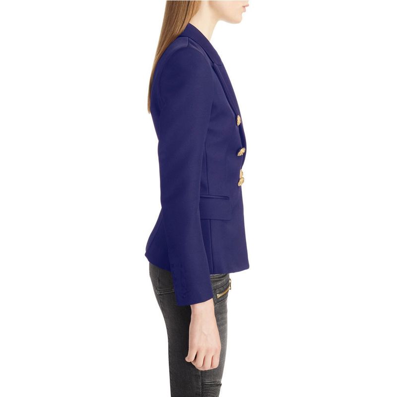 Blazer classico pied de poule da donna con bottoni doppiopetto, giacca formale slim fit per ufficio e occasioni serali_voghion.com
