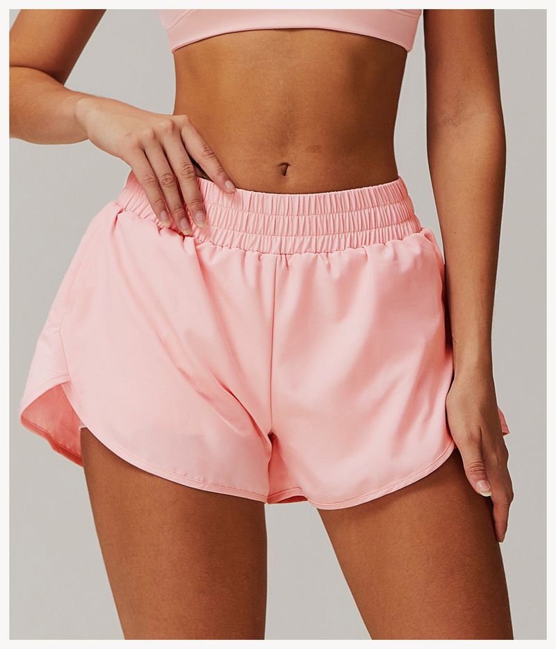 Pantaloncini da yoga a vita alta con fodera integrata, pantaloncini da allenamento traspiranti ad asciugatura rapida per donna, pantaloncini da corsa senza cuciture con design che solleva i glutei_voghion.com