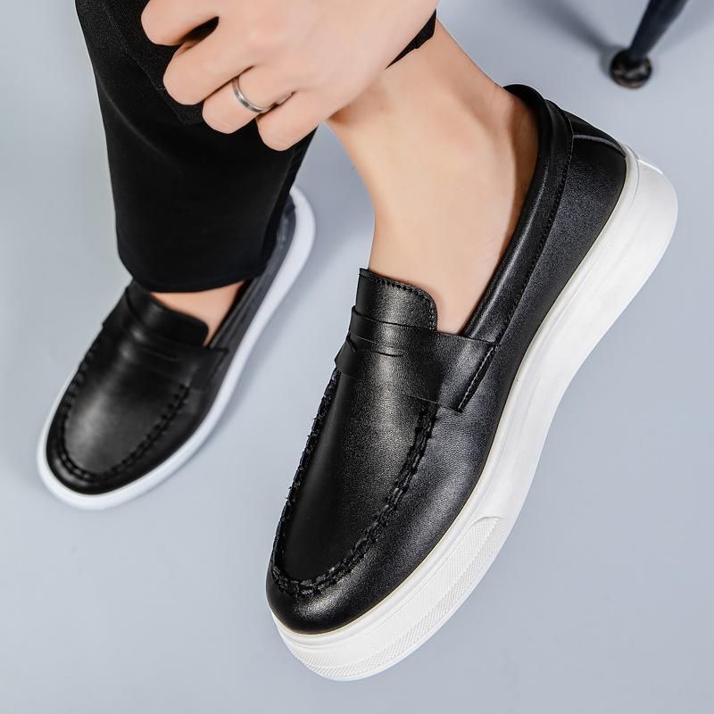 Mode Britische Mode Plattform Slip-on Leder Herren Loafer Frühling Herbst Designer Neue Weiche Sohle Weiches Leder Herren Abendschuhe_voghion.com