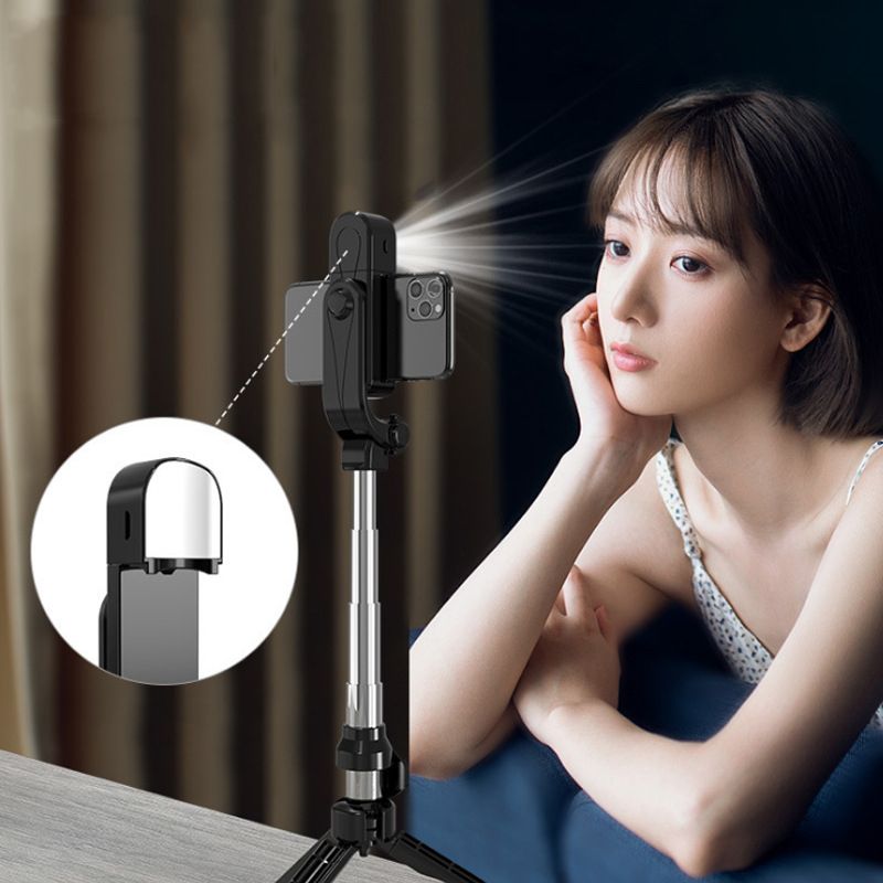 Háromlábú szelfibot, mobiltelefon-szépítő reflektor, élő asztali állvány, Bluetooth-kompatibilis szelfibot, háromlábú állvány_voghion.com