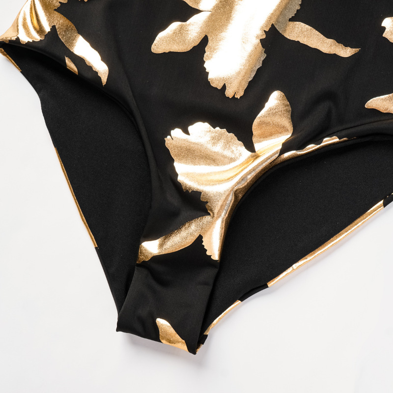 Costume intero da donna con stampa a V profonda con volant, nuovo stile 2024_voghion.com