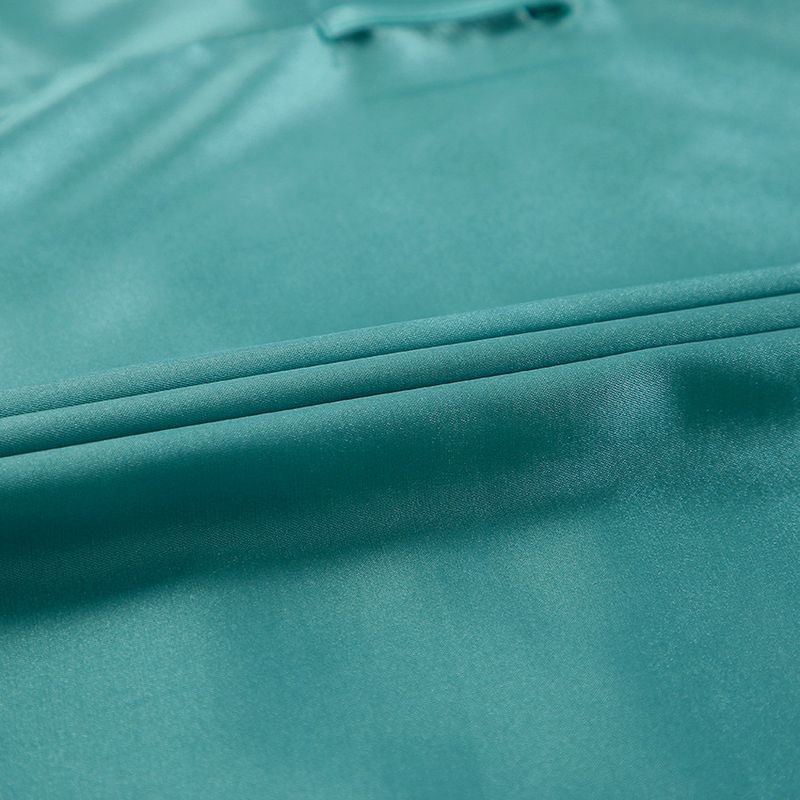 Cardigã de cetim feminino com renda, camisola e pijama de cor sólida, conjunto solto para casa_voghion.com