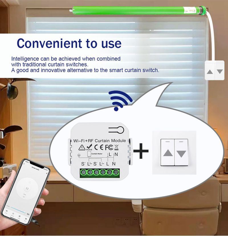 IsFriday Bd WiFi Curtain Switch Tuya Electric Rolg Shutter 433MHz RF Remote Control Smart Life App For Google Home Alexa_voghion.com