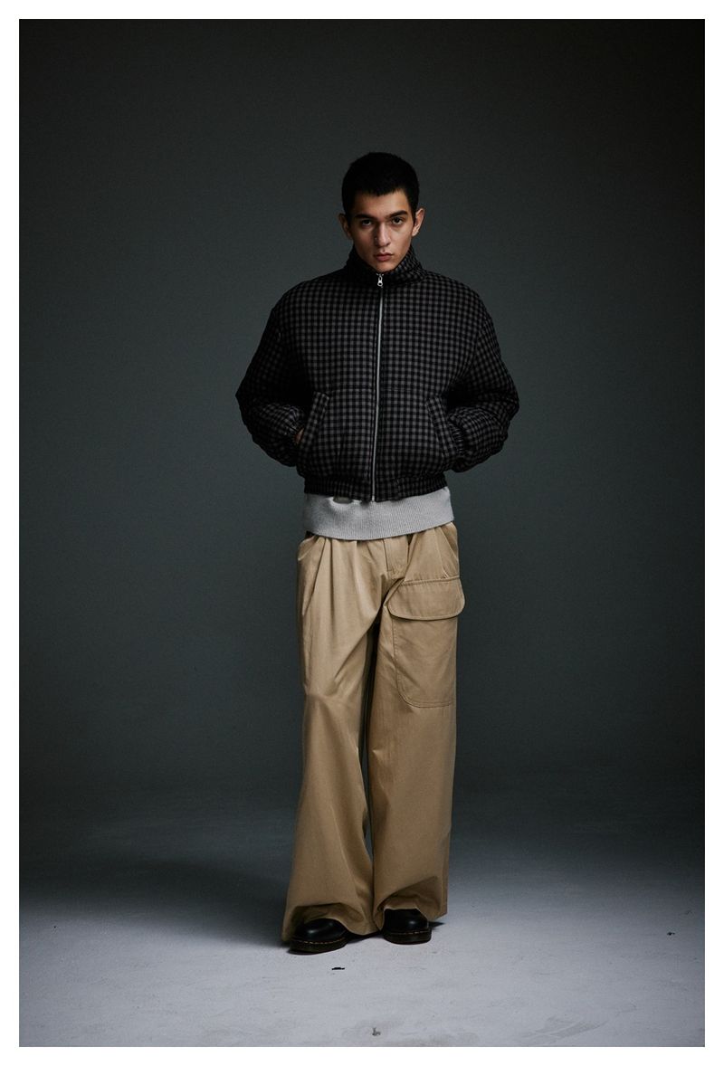 Giacca casual corta invernale in cotone con motivo scozzese retrò da uomo_voghion.com