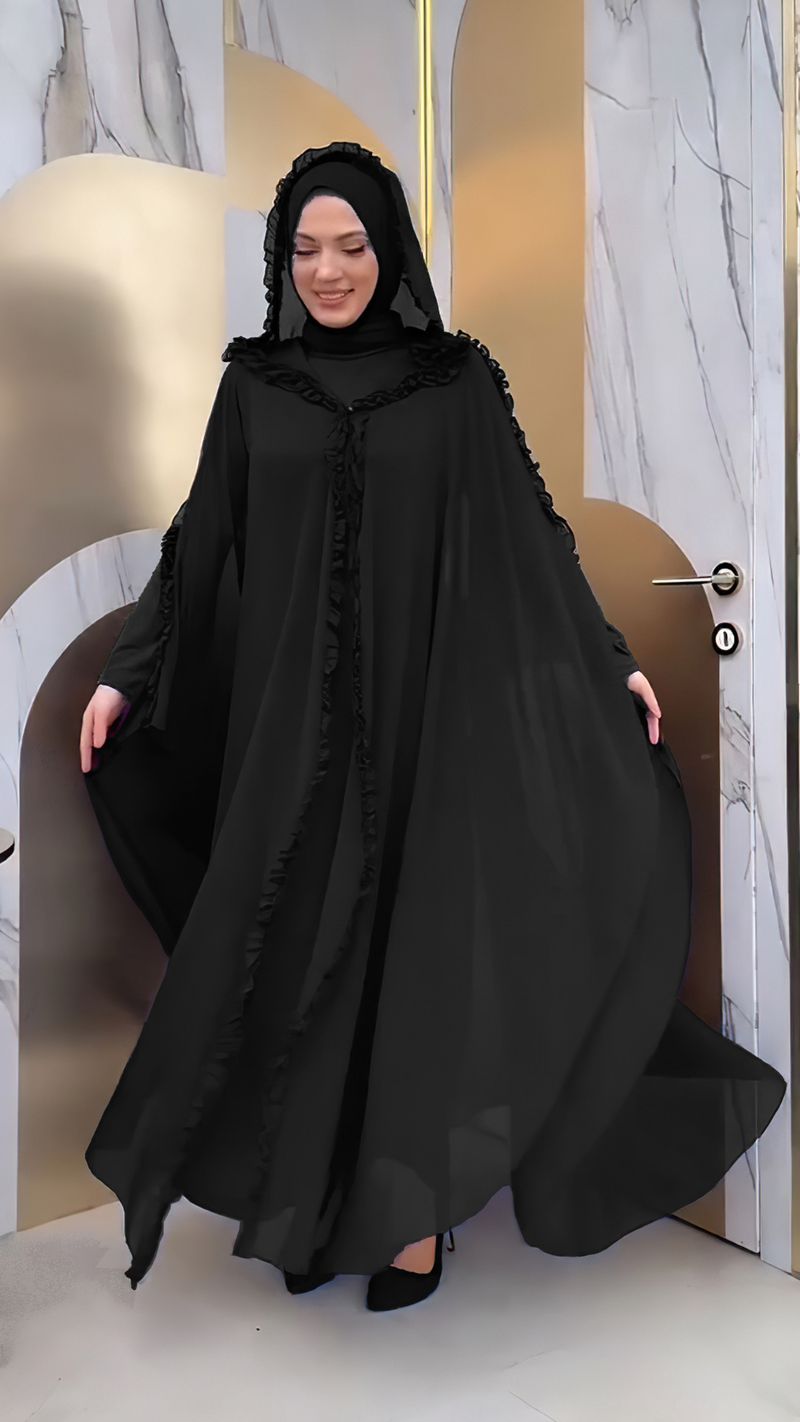 Dameskleding Capuchon Sjaal Lange Jurk Turkse Cardigan Robe_voghion.com