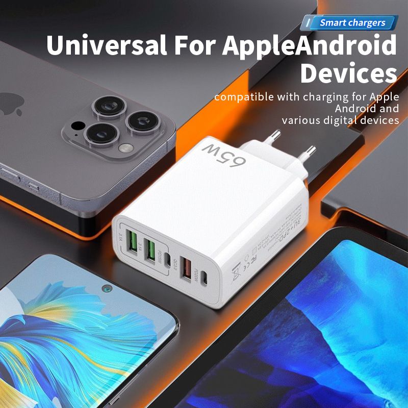 syct PD65W Snelle mobiele telefoonoplader 5V3.1A UK-standaard PD+3USB Multi-poort adapter oplaadkop_voghion.com