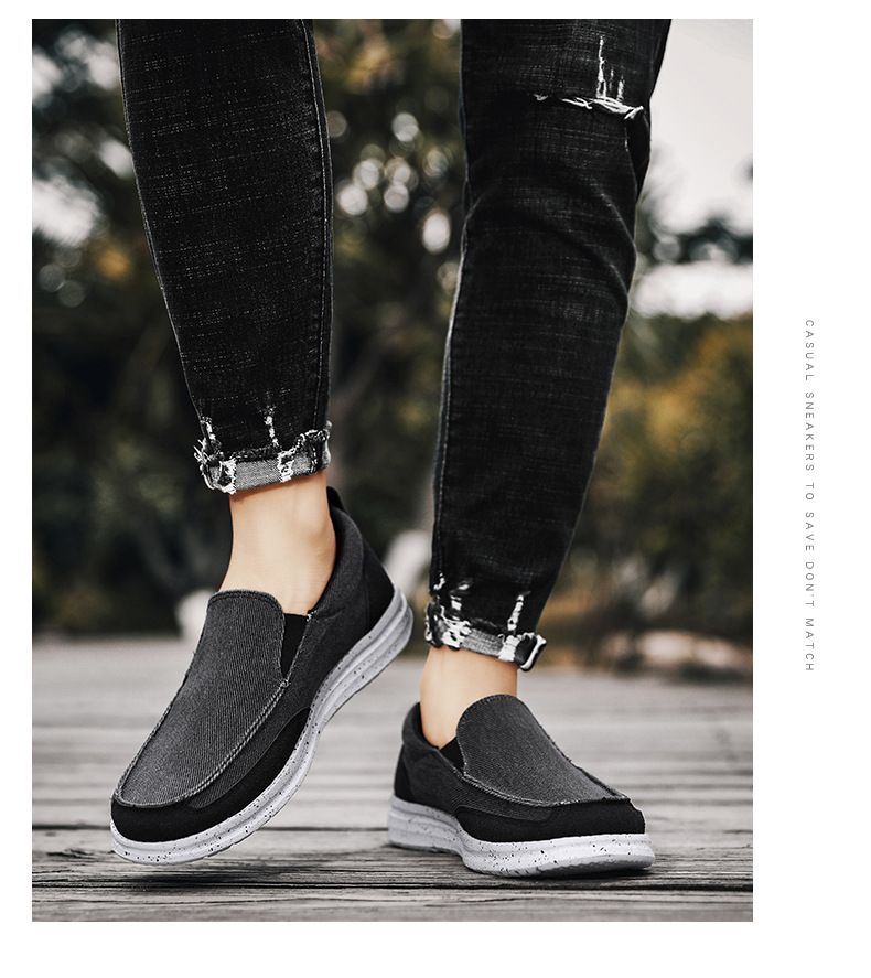 Nouveaux mocassins en toile de grande taille, chaussures décontractées en tissu populaires pour le printemps et l'été, chaussures pour hommes ultra légères_voghion.com