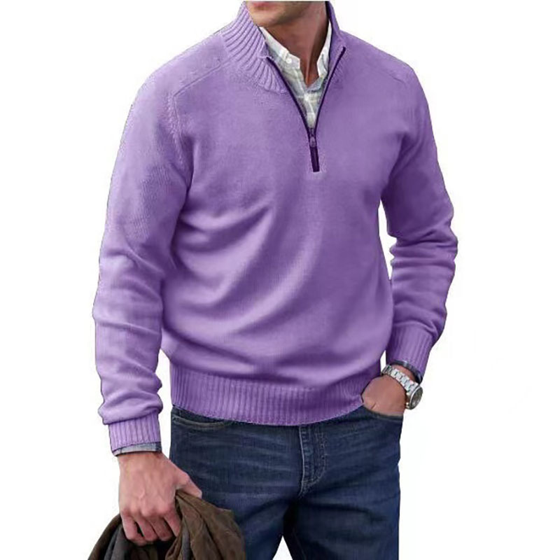 Neue Herbst Winter männer Halb Stehkragen Pullover Hick Zipper Pullover Stricken Hemd Slim Fit Einfarbig Top für Männer_voghion.com