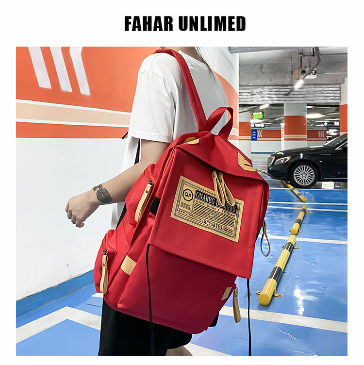 Canvas backpack large capacity travel computer men's backpack couple collegiate style female high school college student school bag_voghion.com
