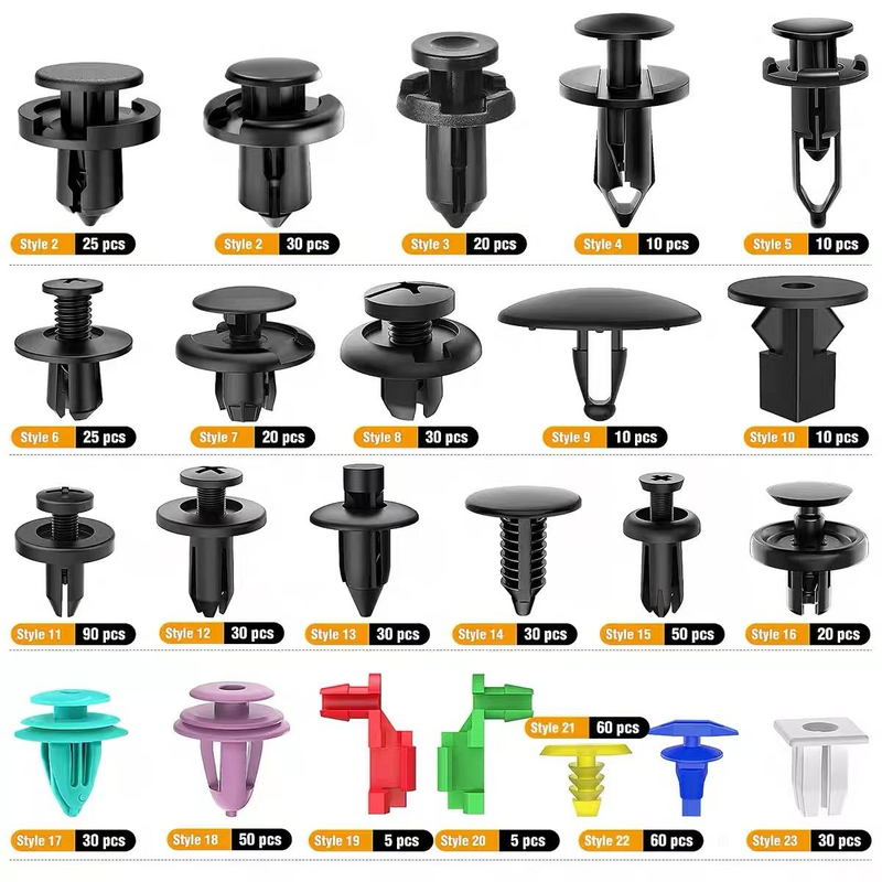 Clip de fixation pour voiture, attache en plastique, boucle de voiture, 19 types, 725 pièces_voghion.com