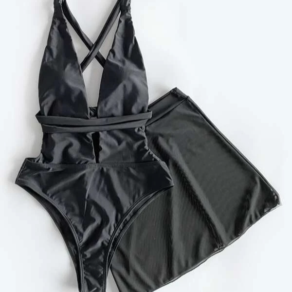 Vêtements pour femmes Mode Maillot de bain sexy Bikini froncé Bikini Maillot de bain trois pièces pour femmes_voghion.com